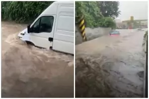 Порой в Червен бряг потопи улици и автомобили 